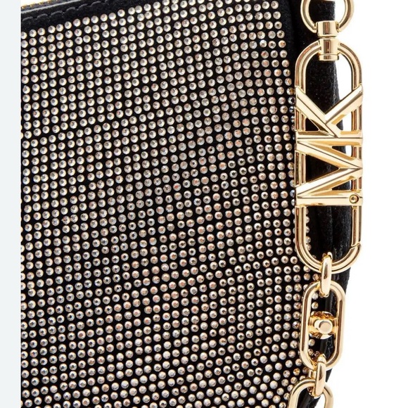 Michael Kors Kendall Sm bracelet pouchette leather gold NWTs black rhinestones - Picture 3 of 9